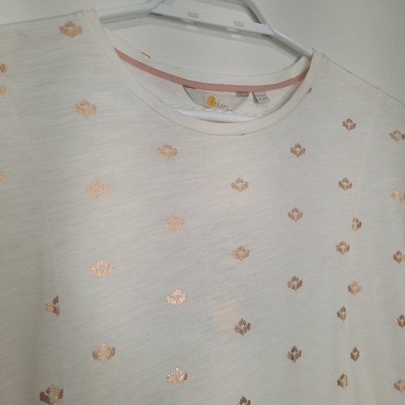 Boden Jersey TShirt Dress Glorious British Style White Gold Foil Womens Size 10R - Picture 15 of 15